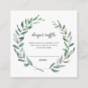 Rustic Greenery Wreath Diaper Raffle Ticket Informatiekaartje