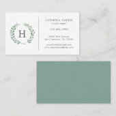 Rustic Greenery Wreath Monogram Logo Professional Visitekaartje (Voorkant / Achterkant)