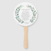 Rustic Greenery Wreath Monogram Wedding Programme Handwaaier (Achterkant)