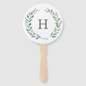 Rustic Greenery Wreath Monogram Wedding Programme Handwaaier (Voorkant)