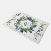 Rustic Greenery Wreath Waterverf Monogram Initiaal Deurmat (Schuin)