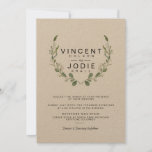 Rustic Greenery Wreath Waterverf Wedding Invite Kaart<br><div class="desc">Door Honey & Birch Studios</div>