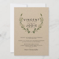 Rustic Greenery Wreath Waterverf Wedding Invite