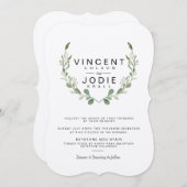 Rustic Greenery Wreath Waterverf Wedding Invite Kaart (Voorkant / Achterkant)
