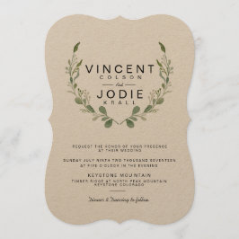 Rustic Greenery Wreath Waterverf Wedding Invite Kaart