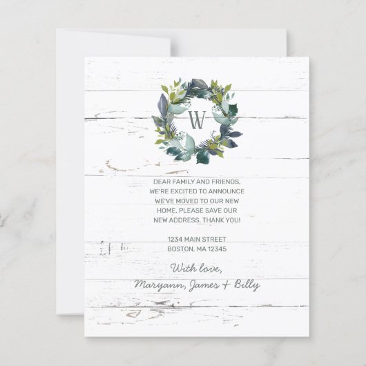 Rustic Greenery Wreath Wood Budget Moving Kaart (Achterkant)