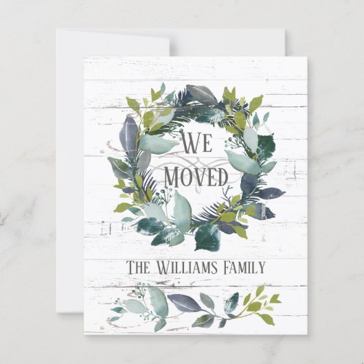 Rustic Greenery Wreath Wood Budget Moving Kaart (Voorkant)