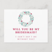 Rustic Greenery Wreath | Word mijn bruidsmeisje br Uitnodiging Briefkaart (Voorkant)