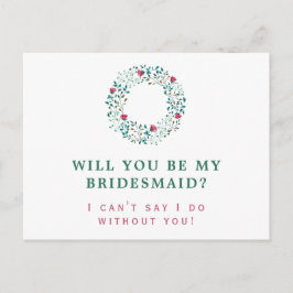 Rustic Greenery Wreath | Word mijn bruidsmeisje br Uitnodiging Briefkaart