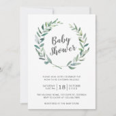 Rustic Greenery Wreator Gender Neutral Baby shower Kaart (Voorkant)