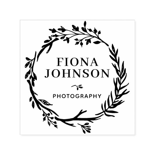 Rustic Greenery Wreator Personal Professional Zelfinktende Stempel (Design)