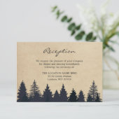 Rustic grenen bomen kraft trouwdetails receptie informatiekaartje (Staand voorkant)