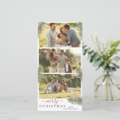 Rustic grenen elegant Kerst 3 foto's Feestdagenkaart (Staand voorkant)