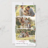 Rustic grenen elegant Kerst 3 foto's Feestdagenkaart (Voorkant)