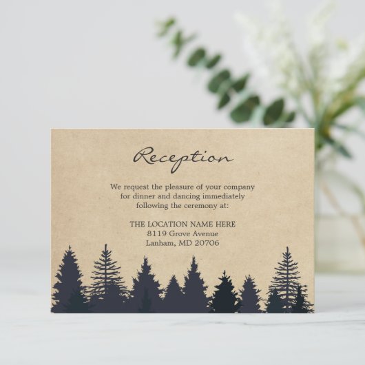 Rustic Grenen Houten Kraft Huwelijksdetails Ontvan Informatiekaartje (Staand voorkant)