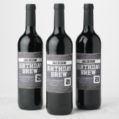 Rustic Grey 21st Brew Happy Birthday Beer Bottle L Wijn Etiket (Flessen)