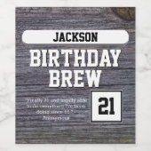 Rustic Grey 21st Brew Happy Birthday Beer Bottle L Wijn Etiket (Enkel label)