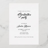 Rustic Grey Afstuderen 2 Foto Afstuderen Silver Folie Uitnodiging (Achterkant)