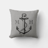 Rustic Grey  Anchor Wedding Monogram Kussen (Voorkant)