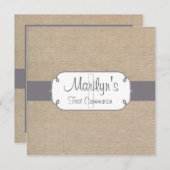 Rustic Grey and Beige Burlap First Community Kaart (Voorkant / Achterkant)