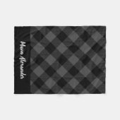 Rustic Grey and Black Buffalo Check Monogram Fleece Deken (Voorkant (Horizontaal))