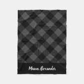 Rustic Grey and Black Buffalo Check Monogram Fleece Deken (Voorkant)