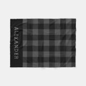 Rustic Grey and Black Buffalo Check Monogram Fleece Deken (Voorkant (Horizontaal))