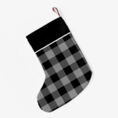 Rustic Grey and Black Buffalo Check Monogram Kleine Kerstsok (Achterkant (Hangend))
