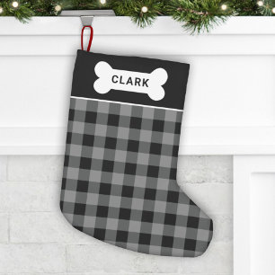 Rustic Grey and Black Buffalo Pset Monogram Kleine Kerstsok