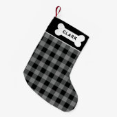 Rustic Grey and Black Buffalo Pset Monogram Kleine Kerstsok (Voorkant (Hangend))
