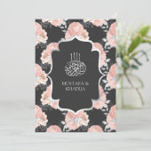 Rustic Grey and Blush Pink Roses Muslim Wedding Kaart (Staand voorkant)