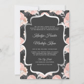 Rustic Grey and Blush Pink Roses Muslim Wedding Kaart (Achterkant)