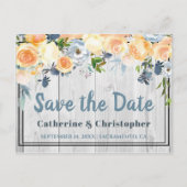 Rustic Grey Barnwood Floral Save the Date Briefkaart (Voorkant)