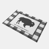 Rustic Grey Bison Buffalo Check Pset Deurmat (Schuin)