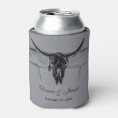 Rustic Grey Black Westerne Koe Skull Wedding Blikjeskoeler (Blikje Voorkant)