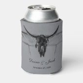 Rustic Grey Black Westerne Koe Skull Wedding Blikjeskoeler (Blikje Achterkant)