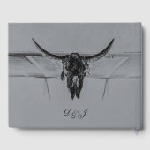Rustic Grey Black Westerne Koe Skull Wedding Gastenboek (Achterkant)