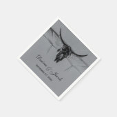 Rustic Grey Black Westerne Koe Skull Wedding Servet (Hoek)