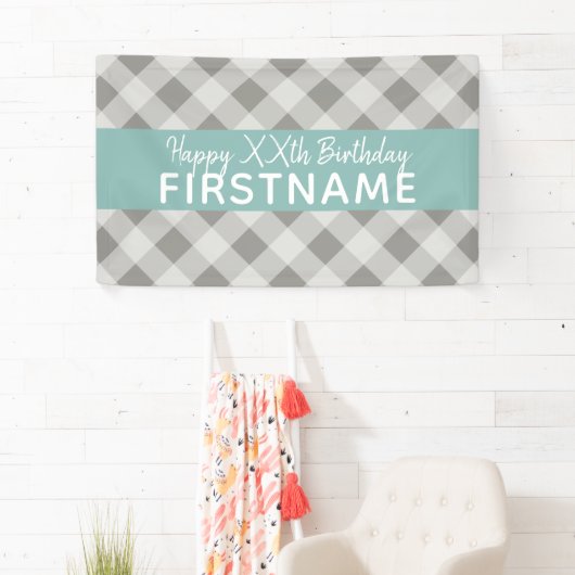 Rustic Grey & Blue Buffalo Pond Birthday Party Spandoek (Insitu)