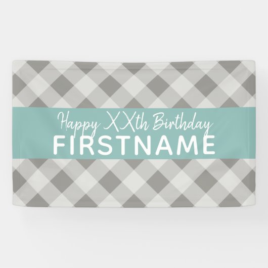 Rustic Grey & Blue Buffalo Pond Birthday Party Spandoek (Horizontaal)