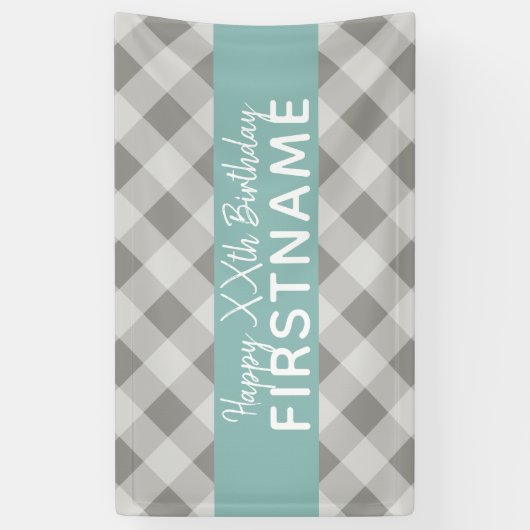 Rustic Grey & Blue Buffalo Pond Birthday Party Spandoek (Verticaal)