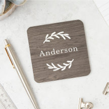 Rustic Grey Brown Wood Laurel Achternaam Monogram