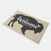 Rustic Grey Buffalo Bison & Family Name Welkom Deurmat (Schuin)