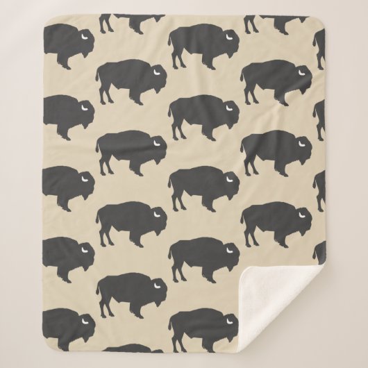 Rustic Grey Buffalo Bison Sherpa Deken (Voorkant)