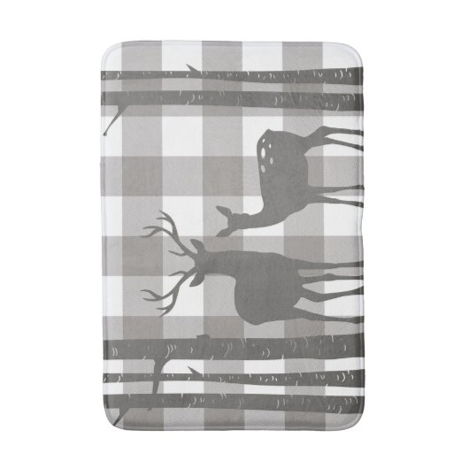 Rustic Grey Buffalo Pset Checkers Deer & Birch Badmat (Voorkant Verticaal)