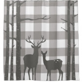 Rustic Grey Buffalo Pset Checkers Deer & Birch Douchegordijn (Voorkant)