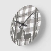 Rustic Grey Buffalo Pset Checkers Deer & Birch Ronde Klok (Hoek)