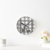 Rustic Grey Buffalo Pset Checkers Deer & Birch Ronde Klok (Huis)