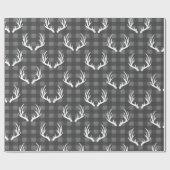 Rustic Grey Buffalo Pset White Deer Antlers Cadeaupapier (Vlak)