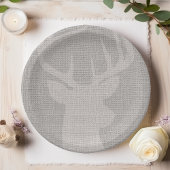 Rustic Grey Burlap Deer Buck Papieren Bordje